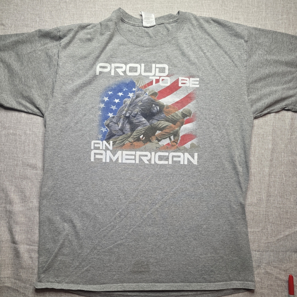 Jerzees Gray Proud American Men's T-Shirt